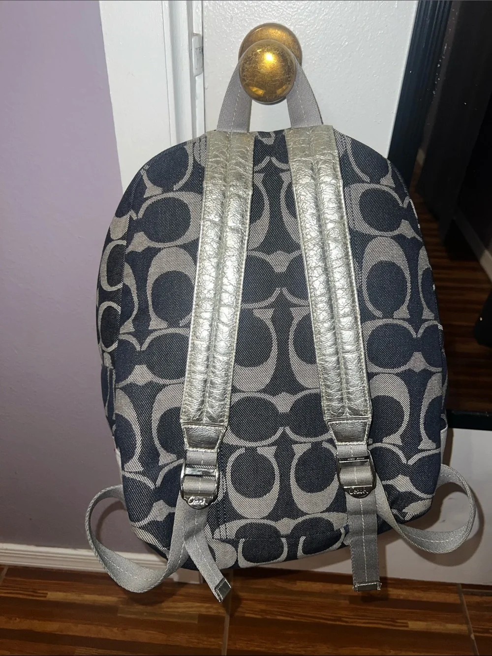 Coach Denim Backpack with Charms